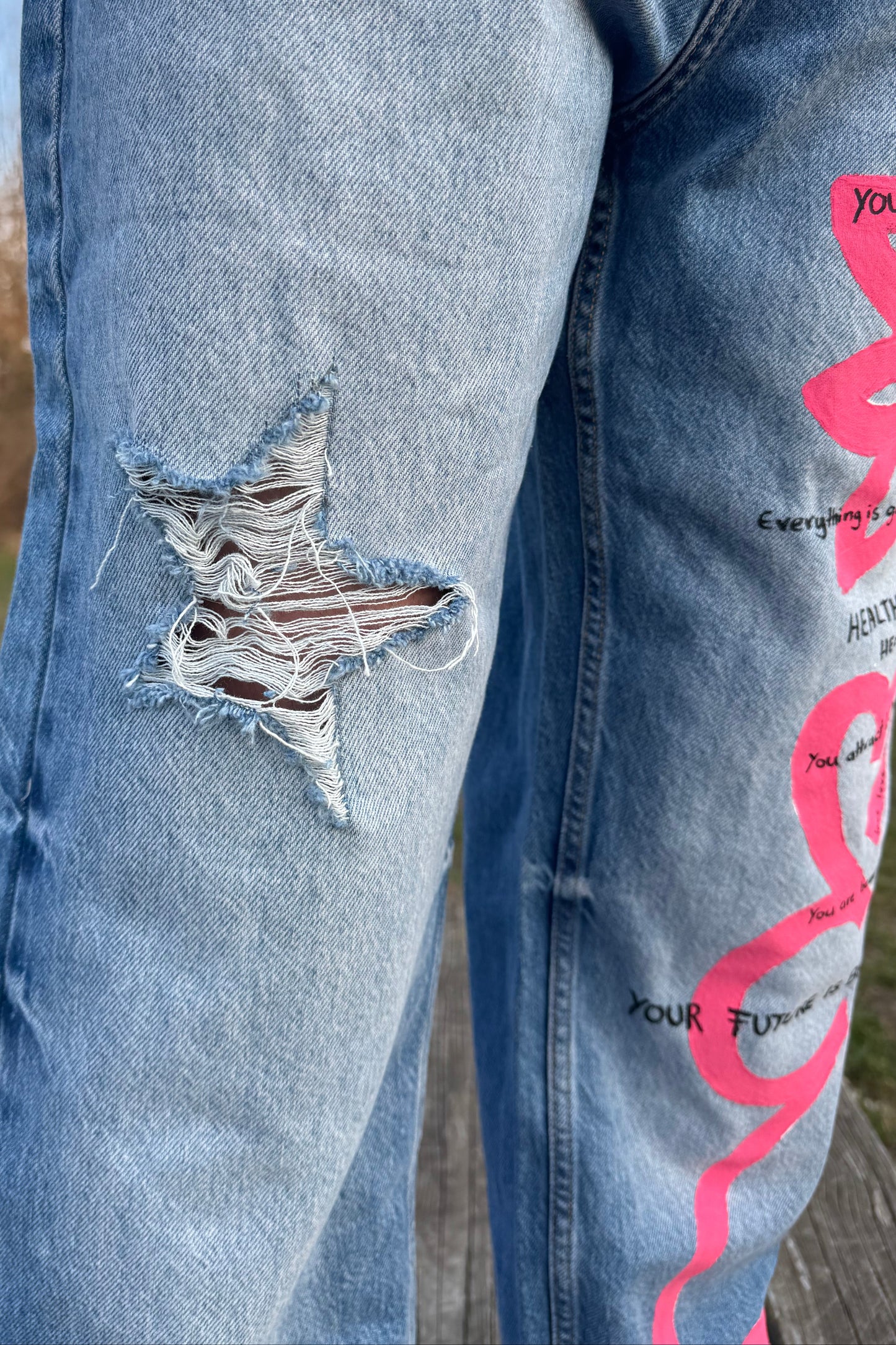 Handbemalte Jeans "Bloom"