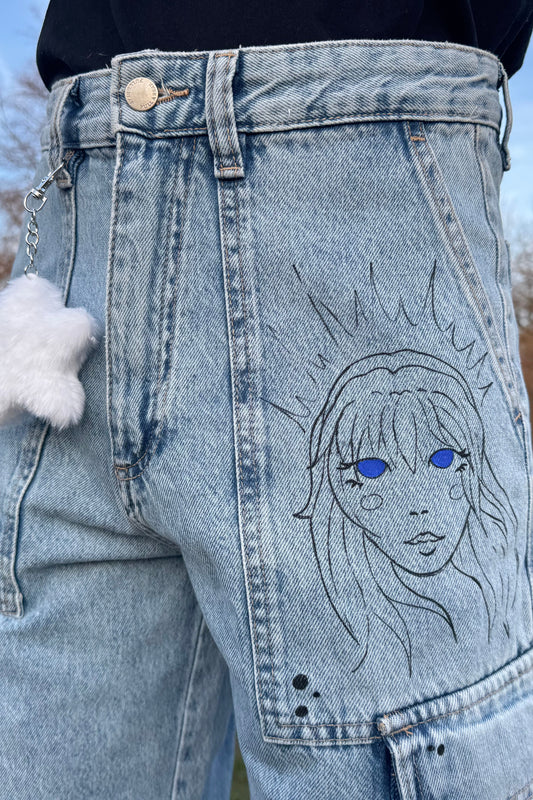 Handbemalte Jeans "I see Stars"