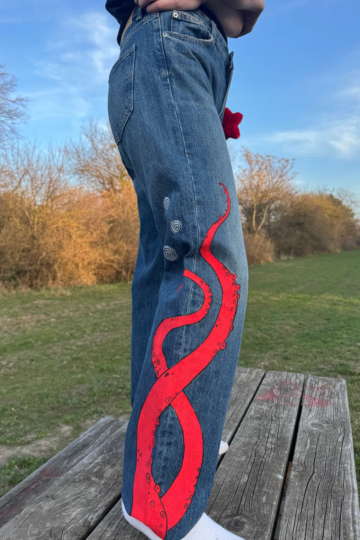 Handbemalte Jeans "Tentacle"