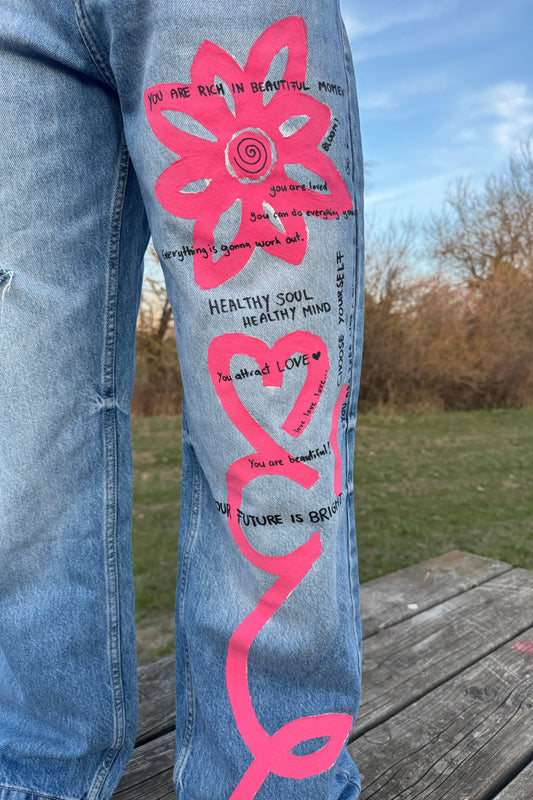 Handbemalte Jeans "Bloom"