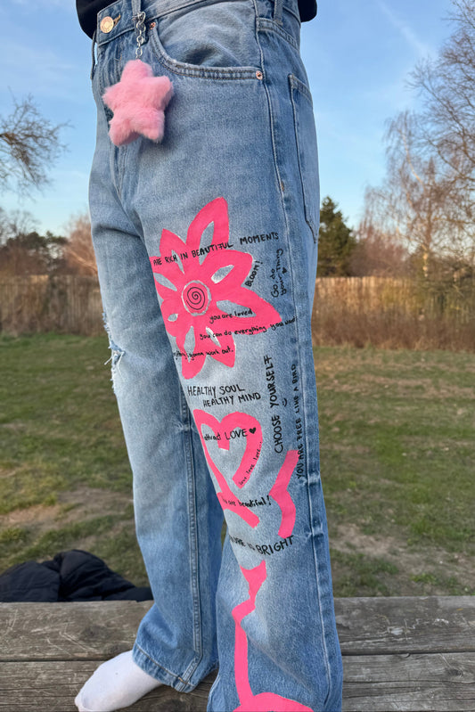 Handbemalte Jeans "Bloom"