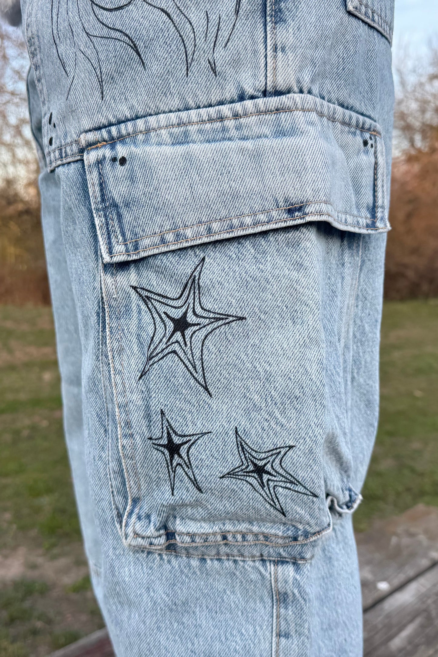 Handbemalte Jeans "I see Stars"