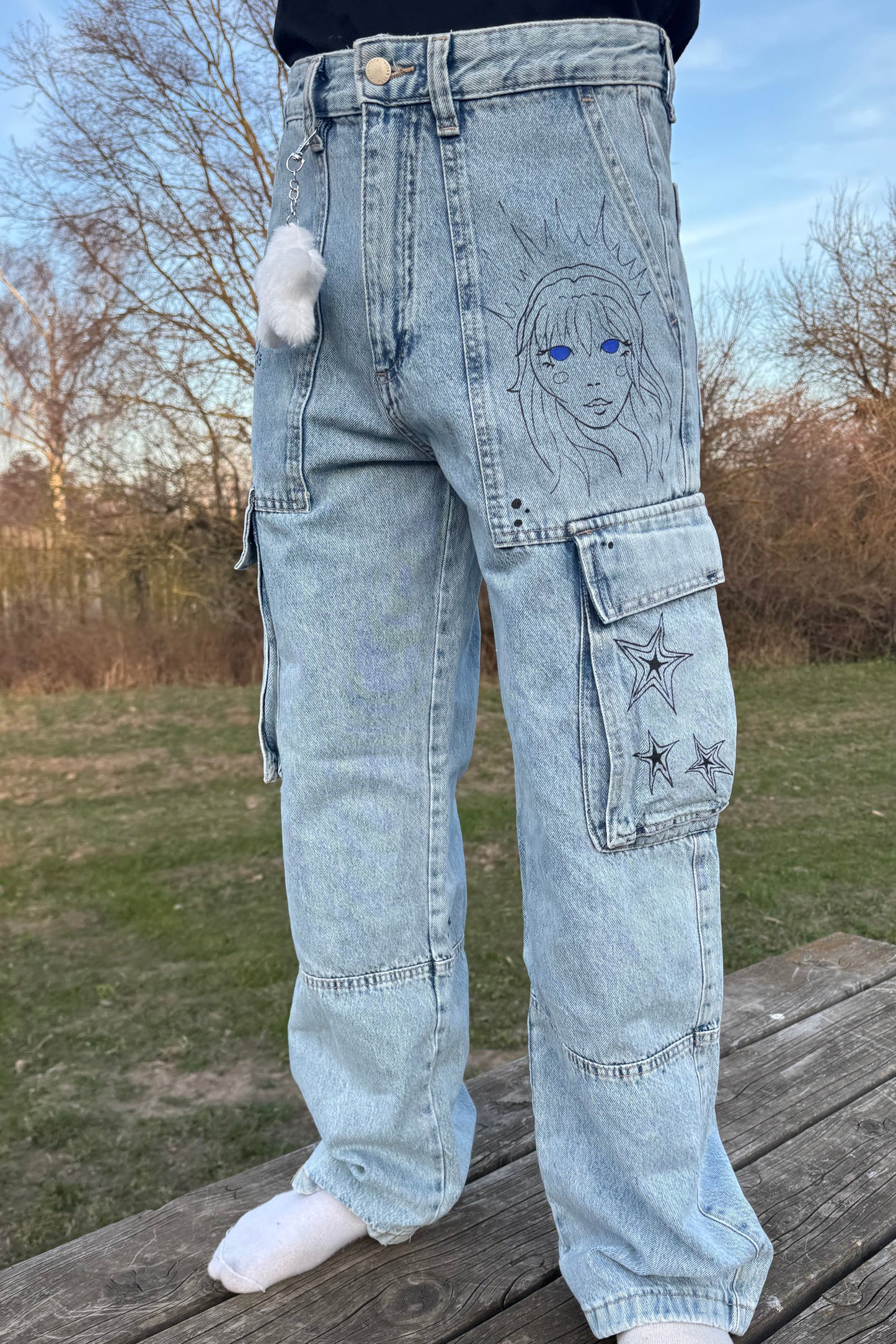 Handbemalte Jeans "I see Stars"
