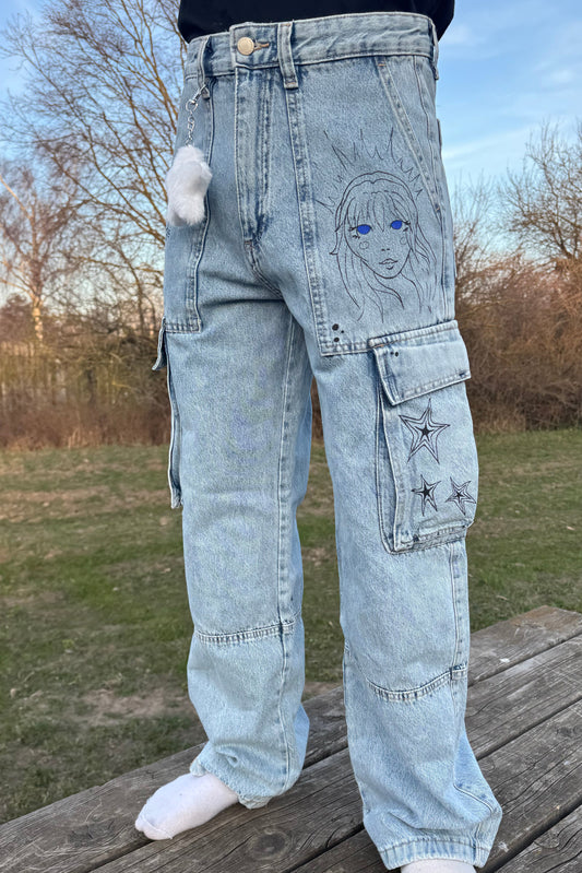 Handbemalte Jeans "I see Stars"